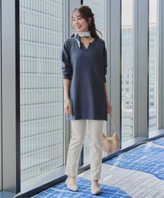 Tiaclasse L 【洗える】キーネックラメニットチュニック