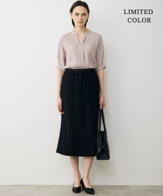 ICB 【新色追加・WEB限定カラーあり】BackSatinAmunzen 5分袖キーネックブラウス