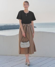 Tiaclasse 【洗える】ブラウス見えフレアスリーブカットソー