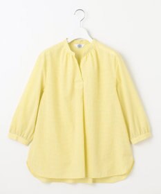 J.PRESS LADIES 【洗える】リネンminiチェック バンドカラー プルオーバー ブラウス