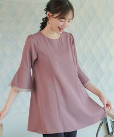 Tiaclasse 【新色追加】シフォンフレア袖チュニックブラウス