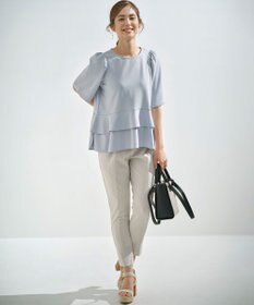 組曲 L 【接触冷感・吸湿・UVカット】ジョーゼットジャージーフリルブラウス