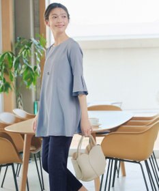 Tiaclasse 【新色追加】シフォンフレア袖チュニックブラウス