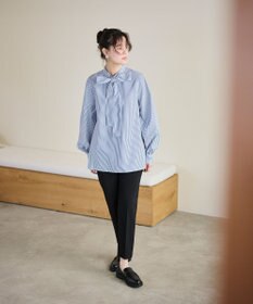 #Newans 【洗濯機可】ステッチデザインリボンタイブラウス