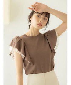 earth music&ecology レースドッキングフリルニットプルオーバー