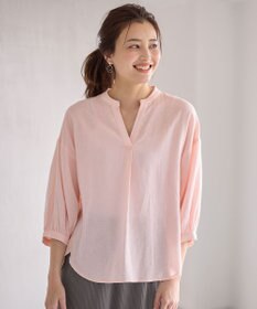 ANY L 【手洗い可能】ヨーロピアンリネンスキッパーネックブラウス