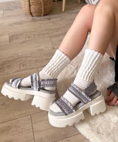 WEGO 厚底フリルギャザーサンダル