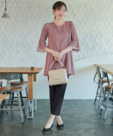 Tiaclasse 【新色追加】シフォンフレア袖チュニックブラウス
