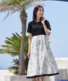 Tiaclasse 【小倉優子さん着用・新色追加・洗える】モノトーンフラワープリントワンピース