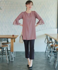 Tiaclasse 【新色追加】シフォンフレア袖チュニックブラウス