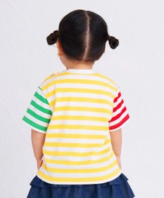 MIKI HOUSE HOT BISCUITS 【80-120cm】 ポケット付き 先染め ボーダー柄 半袖Tシャツ