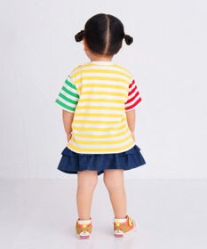 MIKI HOUSE HOT BISCUITS 【80-120cm】 ポケット付き 先染め ボーダー柄 半袖Tシャツ