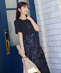 Tiaclasse 【小倉優子さん着用・新色追加・洗える】モノトーンフラワープリントワンピース