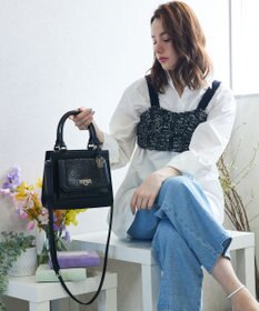 style code 【MERCURYDUO/マーキュリーデュオ】メタリッククラック調型押し フラップハンドバッグ