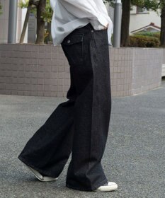 WEGO 【ユニセックス着用ITEM】カバーフィットフラップデニムパンツ