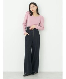 earth music&ecology ハートネック袖パールニットプルオーバー