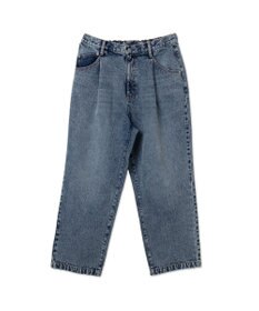 WEGO 【ユニセックス着用ITEM/ウエストゴム/SMLサイズ展開】デニムルーズテーパードパンツ