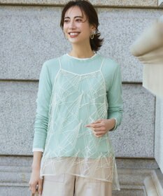 23区 L 【見上愛さん着用】シアーフライス レイヤード ロンTEE スモーキーグリーン系