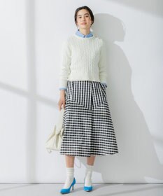 組曲 【ビジューボタン付き】SOBANE ケーブルプルオーバー ニット