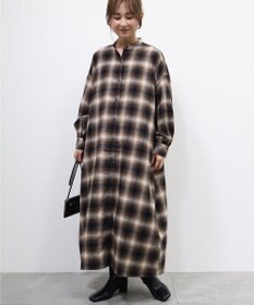 AMERICAN HOLIC バンドカラーチェックシャツワンピース