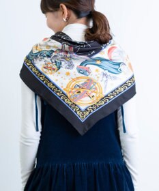 Marca ＜新柄！＞【伝統横濱スカーフ】星の神話 大判 シルクツイル スカーフ