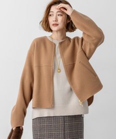 [新品未使用] 23区ウールビーバー　ノーカラーショートコート　タグ付き ウールカシミヤビーバー ノーカラー コート