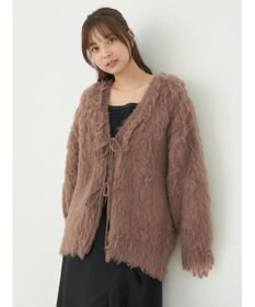 earth music&ecology 起毛リボンニットカーディガン