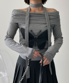 WEGO ストール付きバタフライオフショルトップス