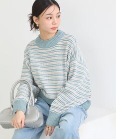 earth music&ecology マルチボーダーベロアモールプルオーバー