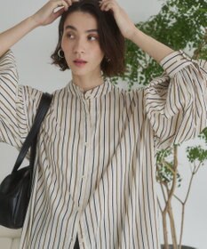 WEGO 【ANGIE VINTAGE】ボリュームスリーブ バンドカラー シャツワンピース