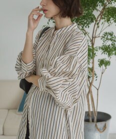 WEGO 【ANGIE VINTAGE】ボリュームスリーブ バンドカラー シャツワンピース