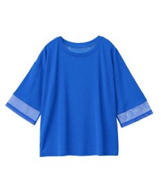 Green Parks 袖チュールドッキングシアー５分袖プルオーバー