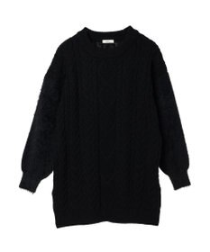 earth music&ecology 袖ファーケーブルミニワンピース