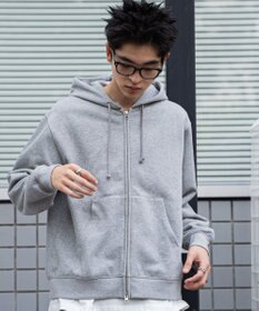 WEGO 【ユニセックス着用ITEM/裏起毛/SMLサイズ展開】リラックスフィットバックロゴジップパーカー