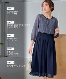 Tiaclasse L ブラウジングシフォンワンピース