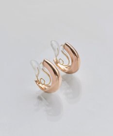 Phoebe 【金属アレルギー対応】【痛くないシリーズ】ぷっくりモードクリスタルループフィットイヤリング　シャンパンゴールド