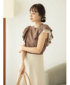 earth music&ecology レースドッキングフリルニットプルオーバー