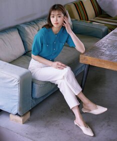 Tiaclasse 【洗える】鹿の子柄ニットショートカーディガン