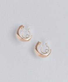 Phoebe 【金属アレルギー対応】【痛くないシリーズ】ぷっくりモードクリスタルループフィットイヤリング　シャンパンゴールド