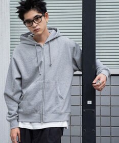 WEGO 【ユニセックス着用ITEM/裏起毛/SMLサイズ展開】リラックスフィットバックロゴジップパーカー