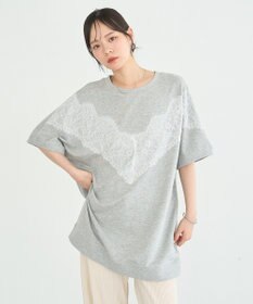 earth music&ecology レース切替ドルマン裏毛プルオーバー