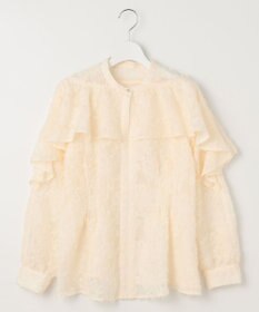 Feroux 【洗える】ジャカードフリルブラウス