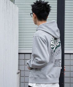 WEGO 【ユニセックス着用ITEM/裏起毛/SMLサイズ展開】リラックスフィットバックロゴジップパーカー