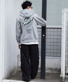 WEGO 【ユニセックス着用ITEM/裏起毛/SMLサイズ展開】リラックスフィットバックロゴジップパーカー