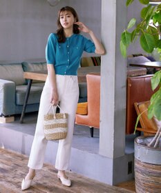 Tiaclasse 【洗える】鹿の子柄ニットショートカーディガン