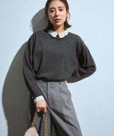 23区 【洗える】エンブロイダリー フラワーレースコンビ ニット