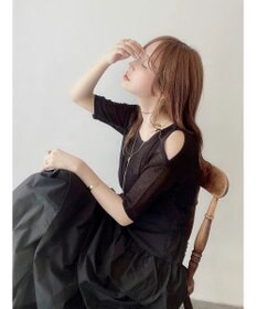 Green Parks 透かし編み肩あきニットプルオーバー