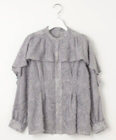 Feroux 【洗える】ジャカードフリルブラウス