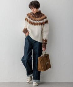 23区 L シャギージャガード タートルネック ニット