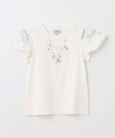 ANY KIDS 刺繍 オン・オフショルダー Tシャツ